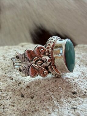 ❤️ Kingman Turquoise Statement Decorative High Profile Sterling 925 Sz 8.5 Ring